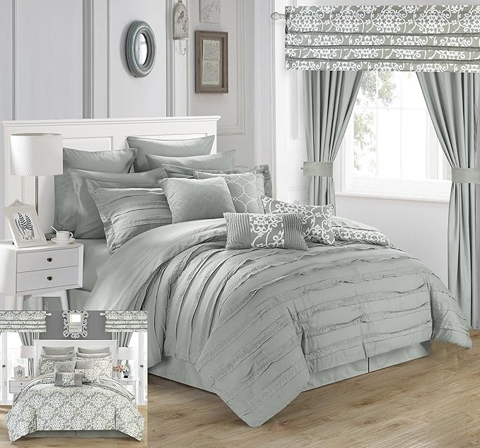 Hailee 24 Piece Comforter Complete Bed in a Bag Sheet Set and Window Treatment