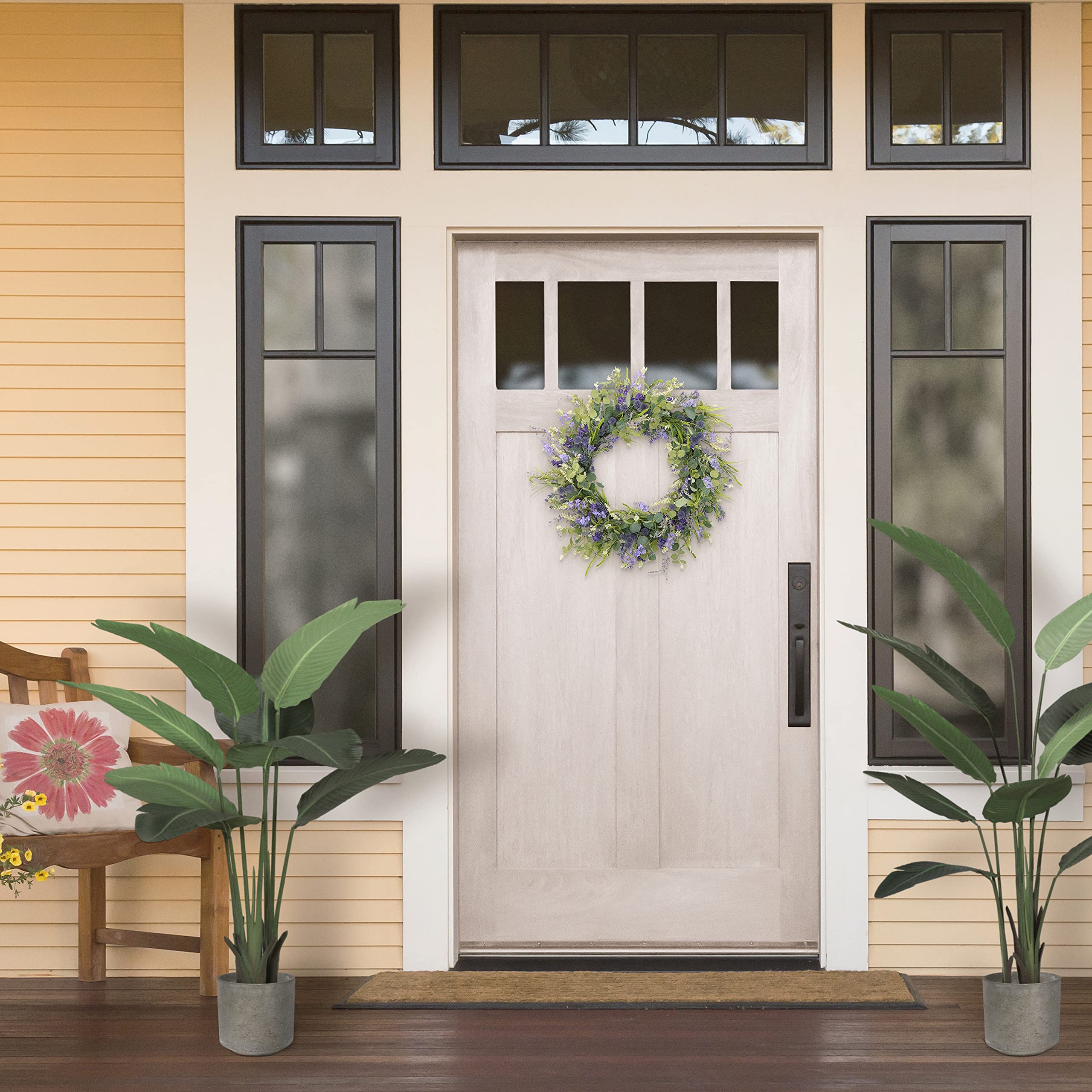 30" Artificial Eucalyptus Floral Spring Door Wreath, Multicolor (2605-W30)