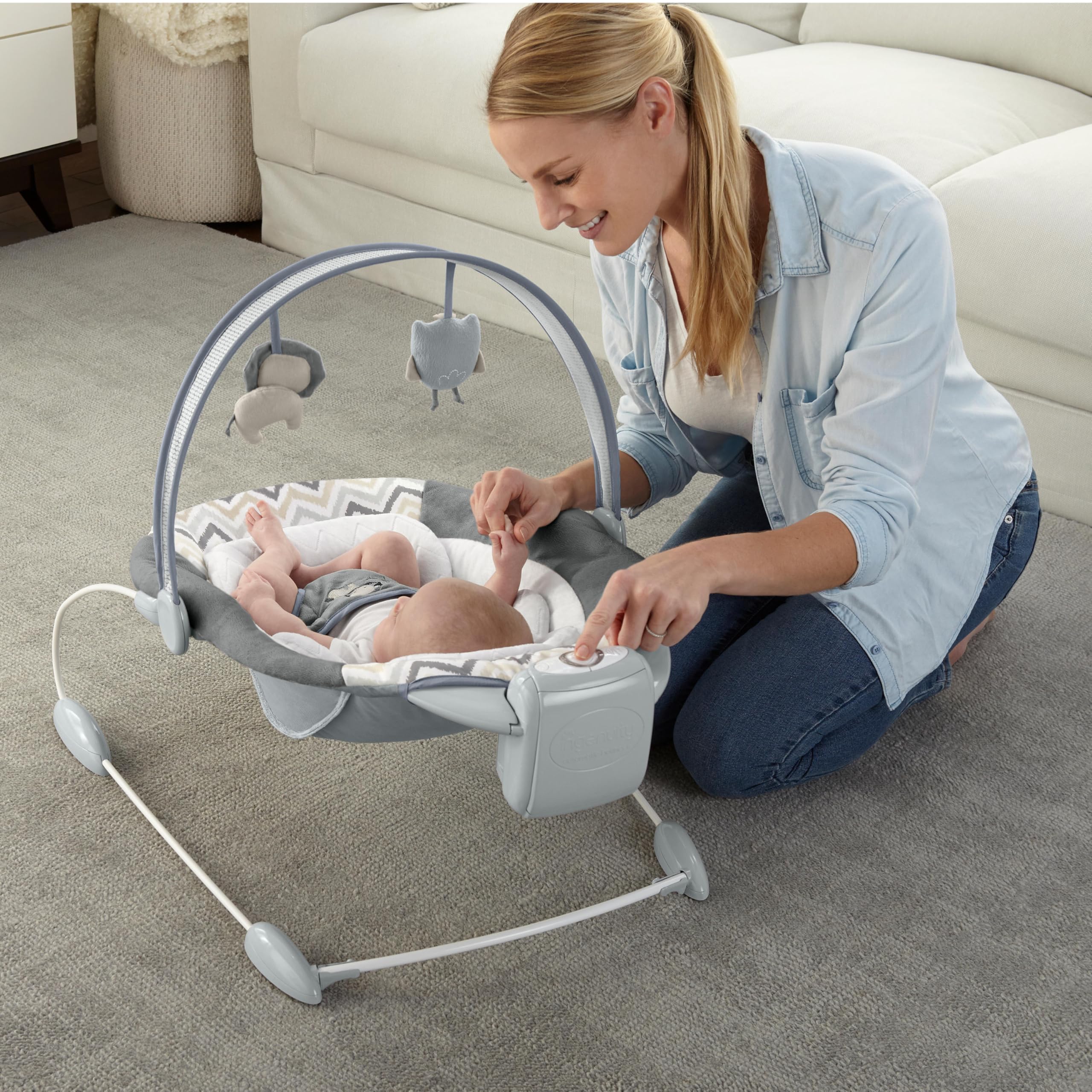 SmartBounce Automatic Baby Bouncer Seat with White Noise, Music