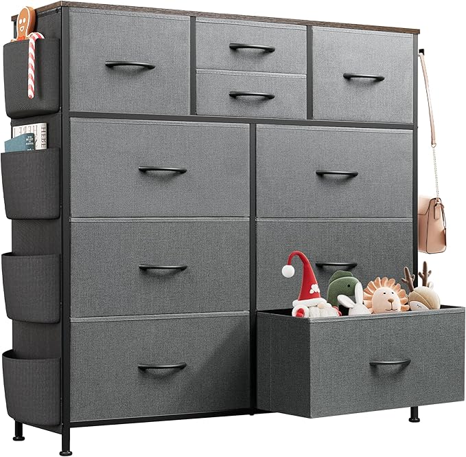 Dresser for Bedroom with 10 Drawers, Fabric Dresser Chest of Drawers