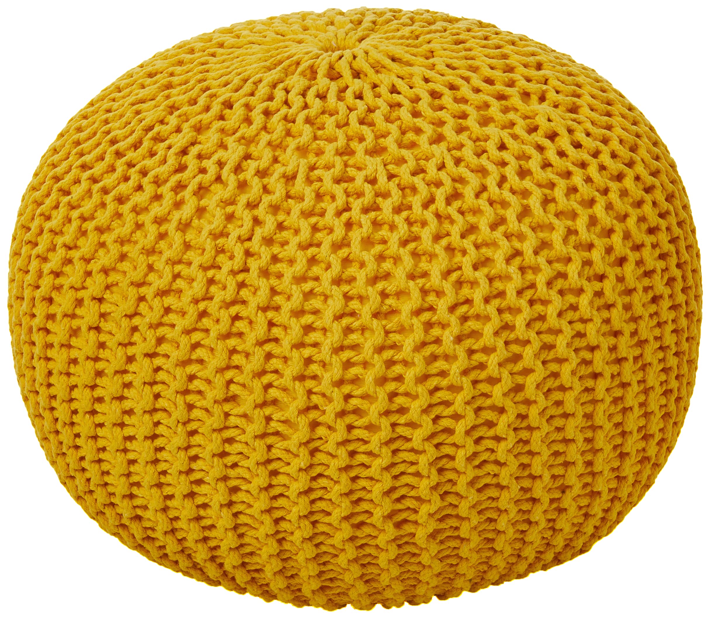 GDFStudio Poona Handcrafted Modern Cotton Pouf, Yellow 20 *20 *14