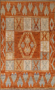Orange Tribal Geometric Moroccan Oriental Area Rug 6x9 Handmade Wool