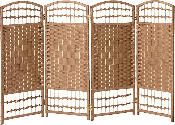 3 ft. Short Fiber Weave Folding Screen - Natural - 8 Panels
