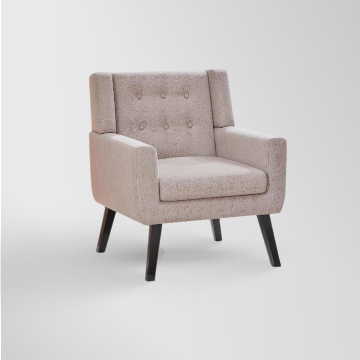 Accent Chair, Modern Button Tufted Armchair, Linen Fabric Sofa Chairs for Living Room
