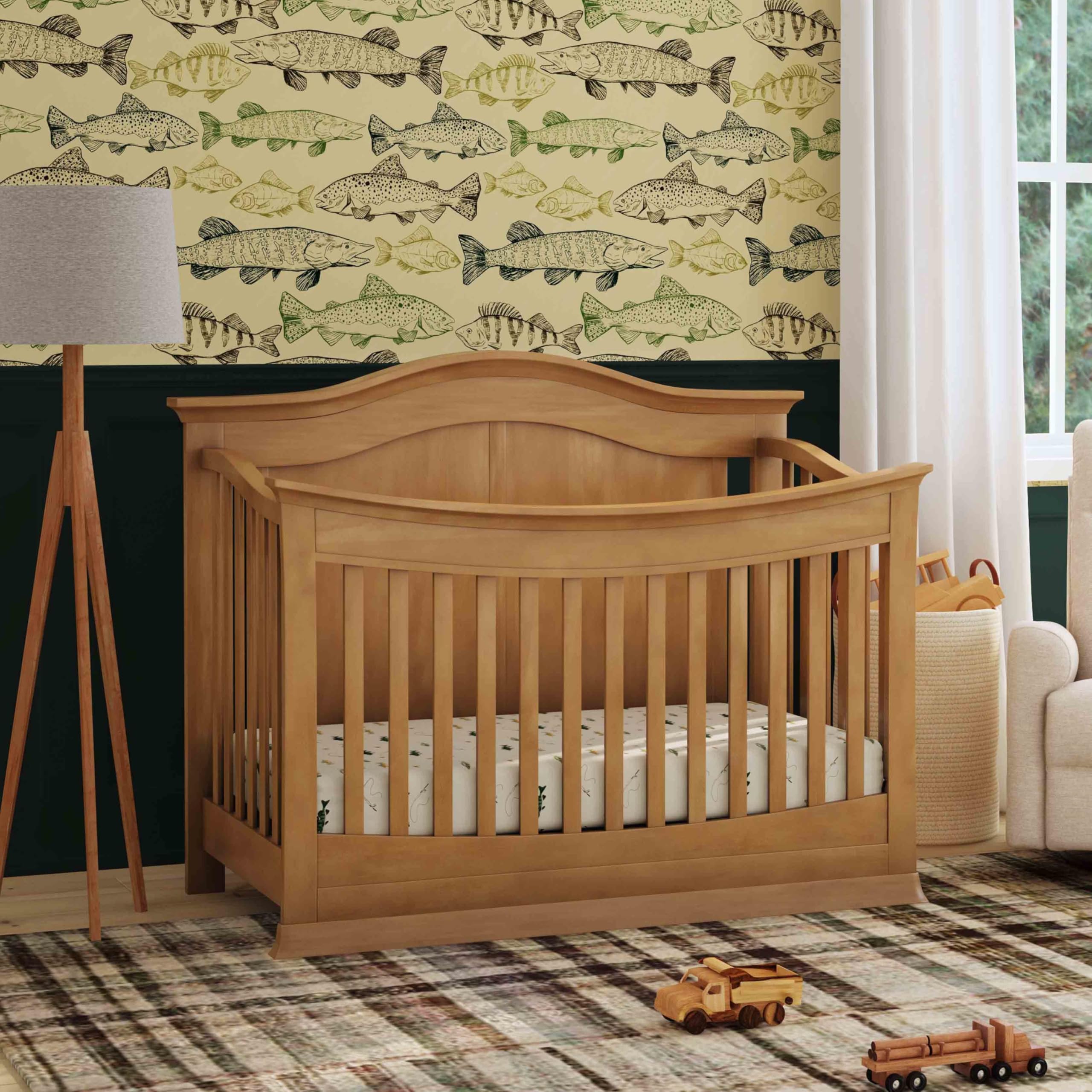 Meadow 4-in-1 Convertible Crib in Hazelnut, Greenguard Gold Certified