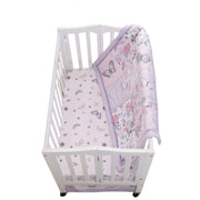 Baby Mini Crib Bedding Set for Girls, Pastel Purple Butterfly, 3 Piece Crib Set