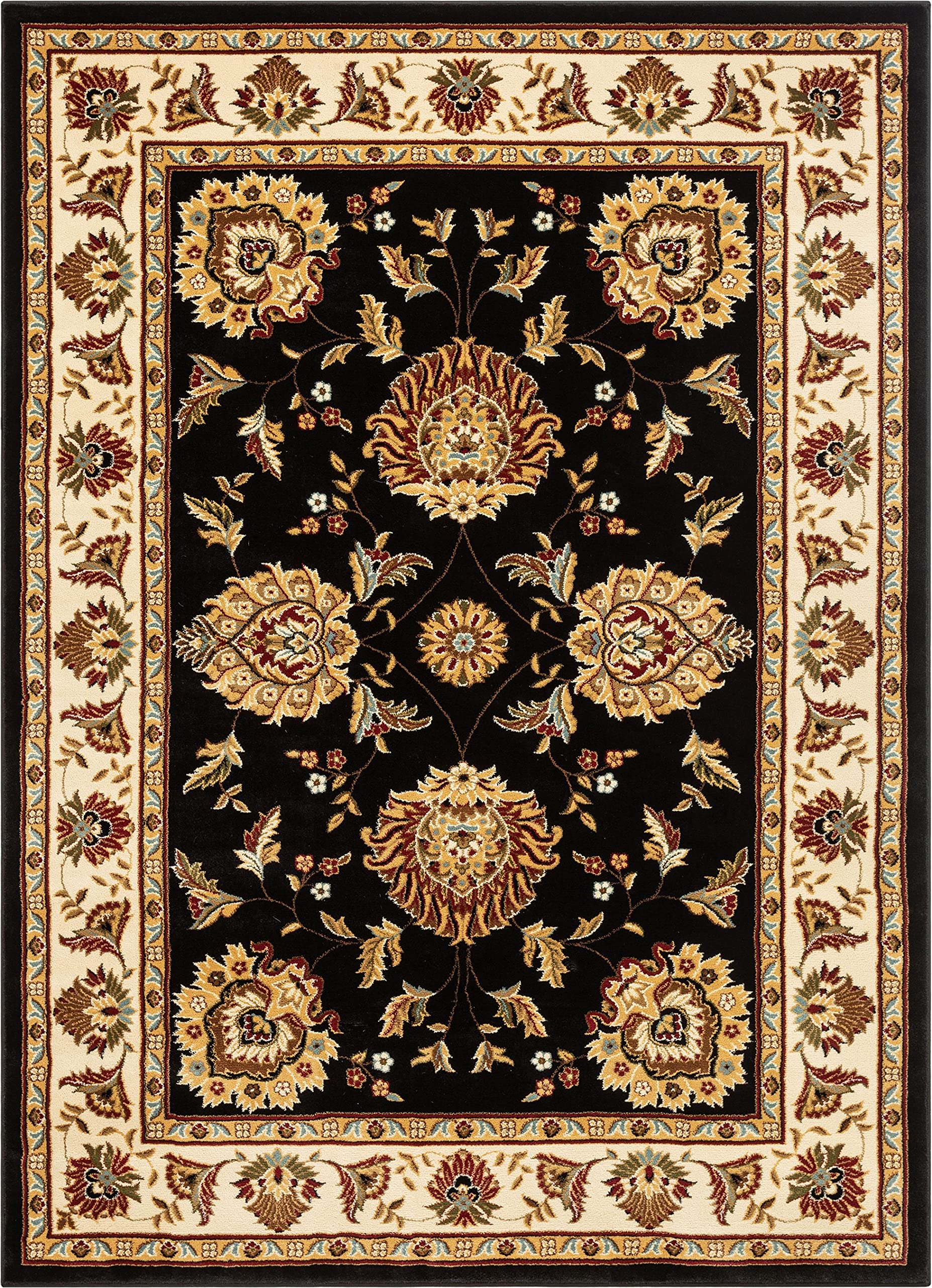 Sultan Sarouk Black Floral Oriental Formal Traditional 5x7 (5'3" x 7'3")