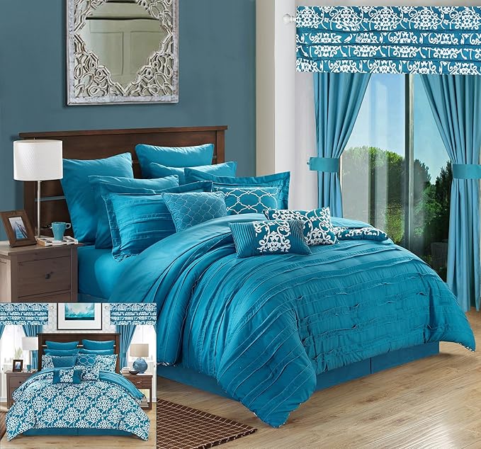 Hailee 24 Piece Comforter Complete Bed in a Bag Sheet Set and Window Treatment