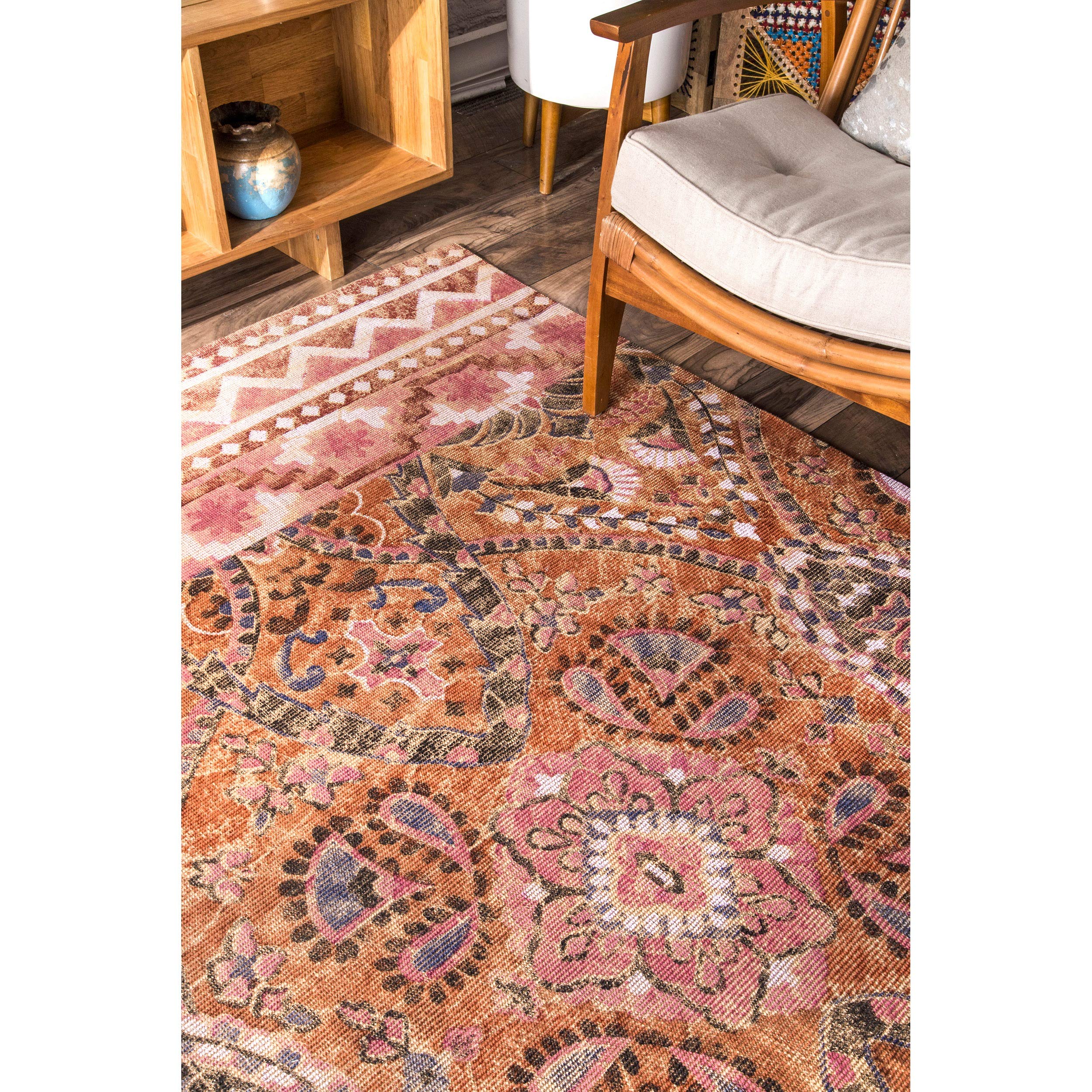 Machine Woven Dara Suzani Jute Area Rug, 4x6, Orange