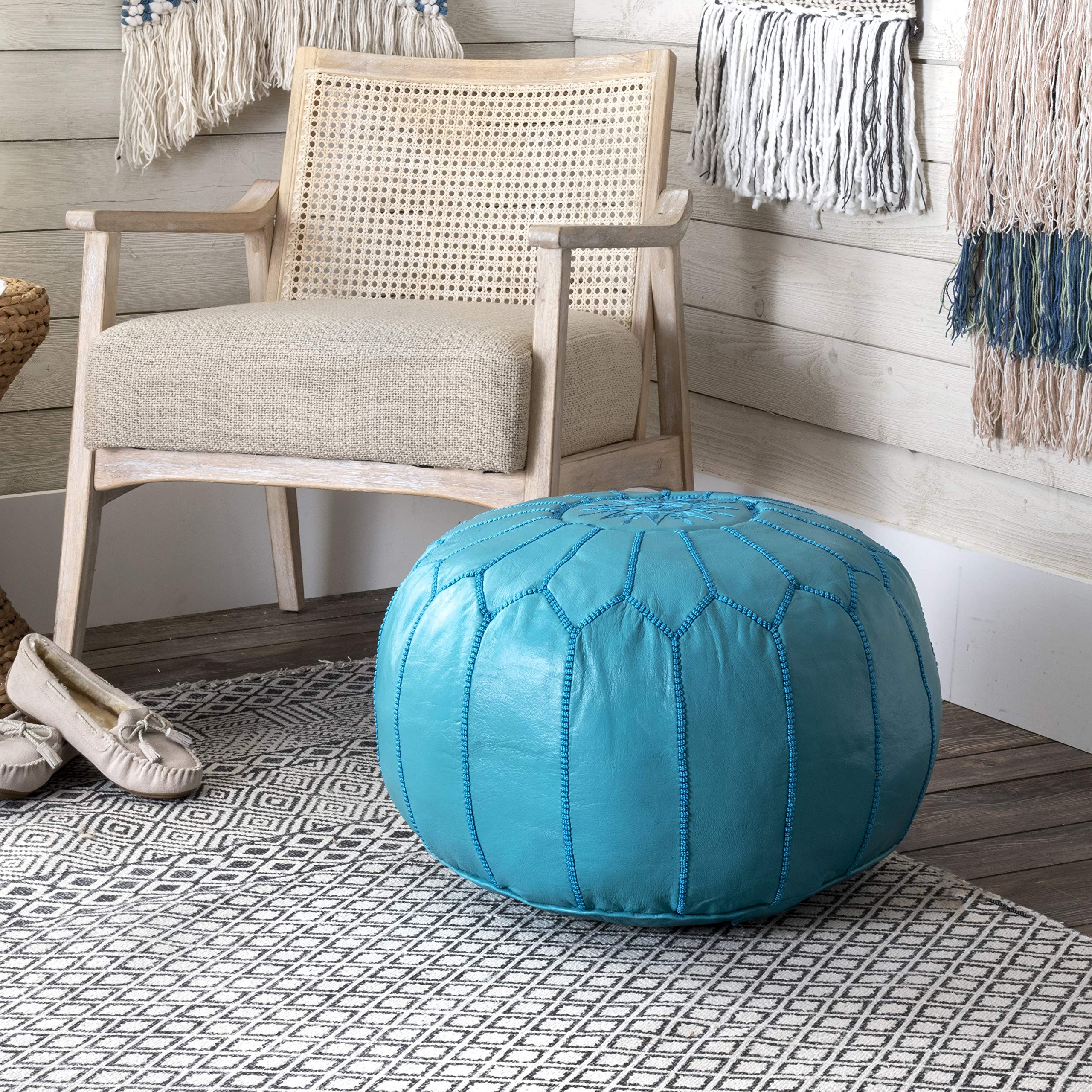 Handmade Moroccan Leather Filled Ottoman Pouf