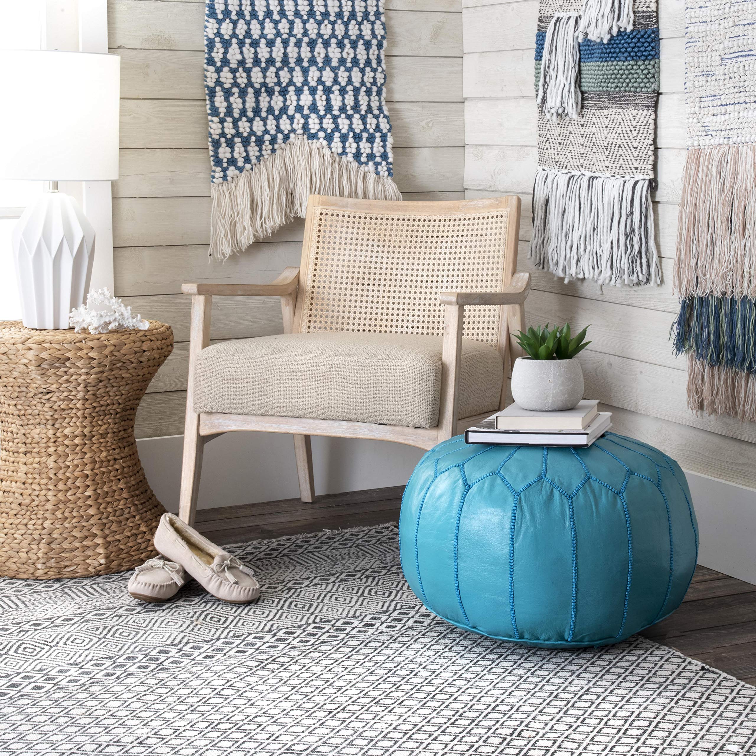 Handmade Moroccan Leather Filled Ottoman Pouf