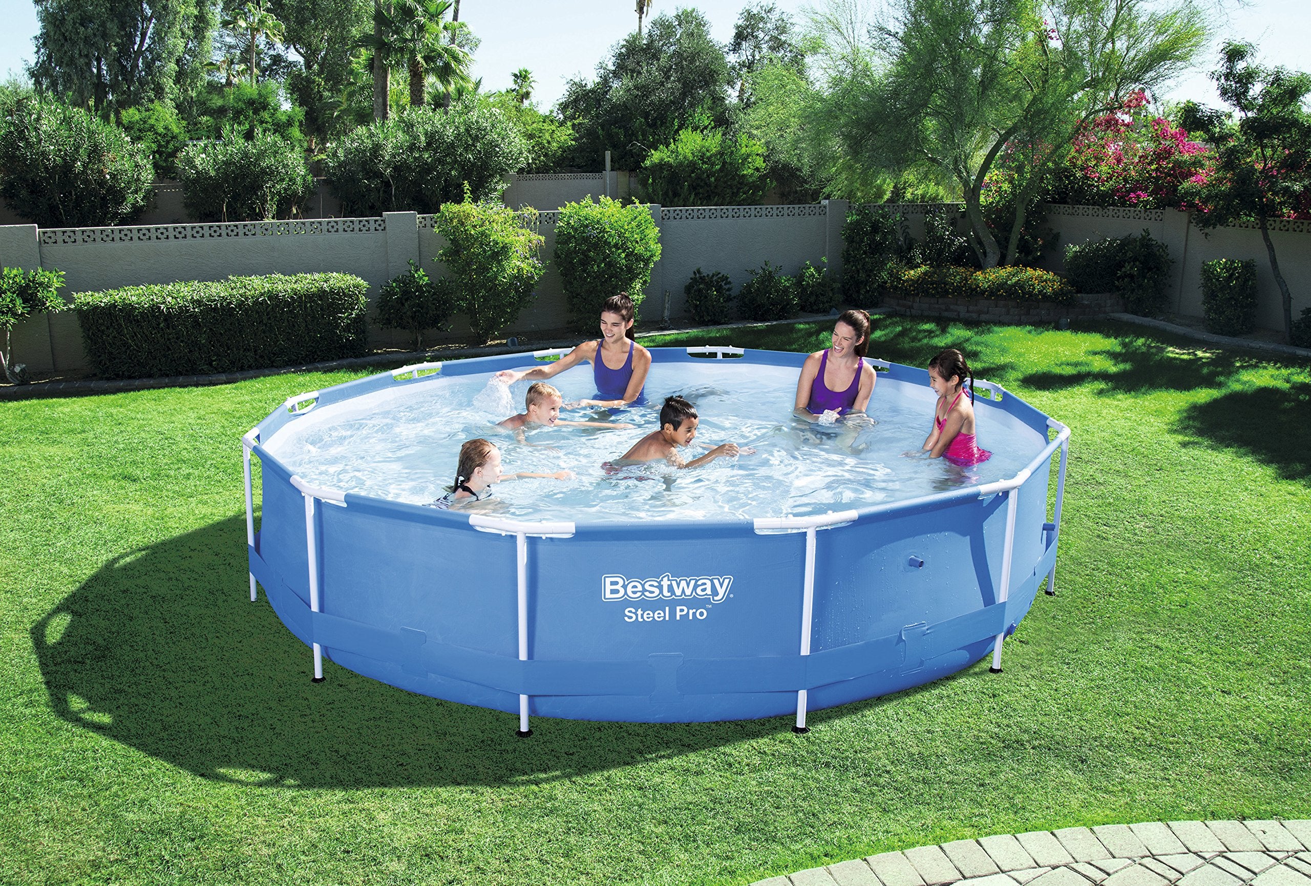 Bestway Steel PRO 56706 Framed Pool Round 6473L Blue Above Ground Pool - Above Ground Pools (Framed Pool, Round, 6473 L, Blue, PVC, Polyester, Steel, 290 mm)