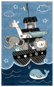Carousel Kids Collection Accent Rug - 3'3" x 5'3", Blue & Grey, Animal Design