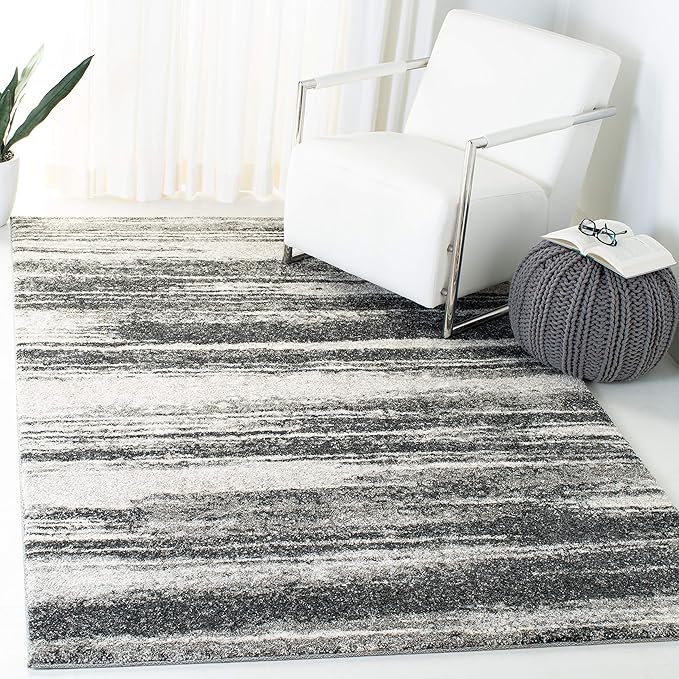 Retro Collection Accent Rug - 3' x 5', Dark Grey & Light Grey, Modern Abstract Design