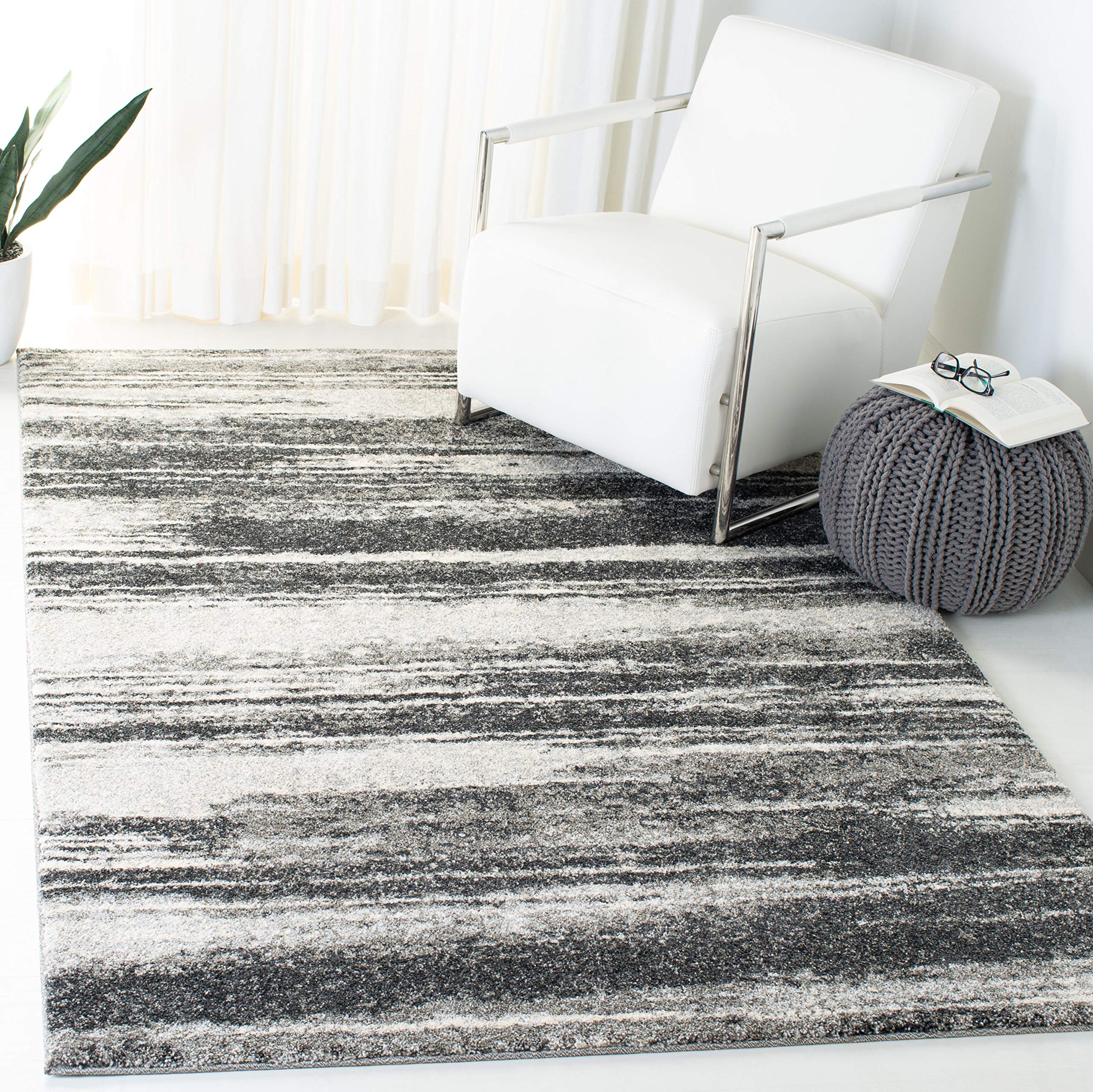 Retro Collection Accent Rug - 3' x 5', Dark Grey & Light Grey, Modern Abstract Design