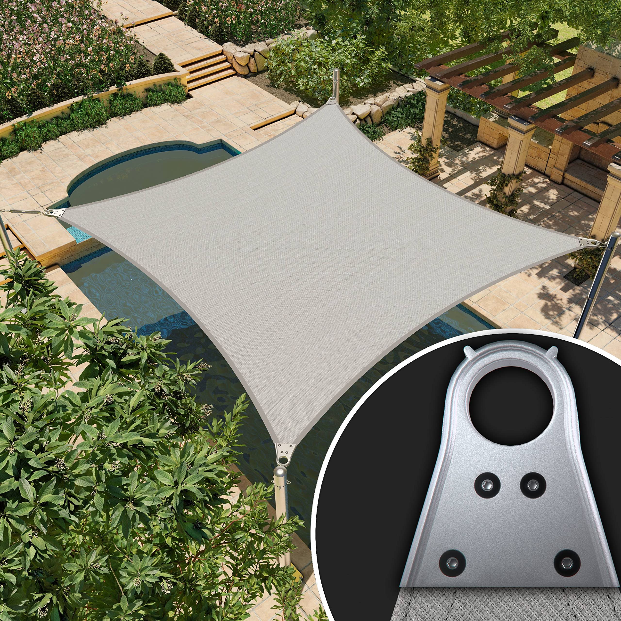 Grey Rectangle/Square Super Ring Sun Shade Sail Order to Make UPF50+ Canopy Awning