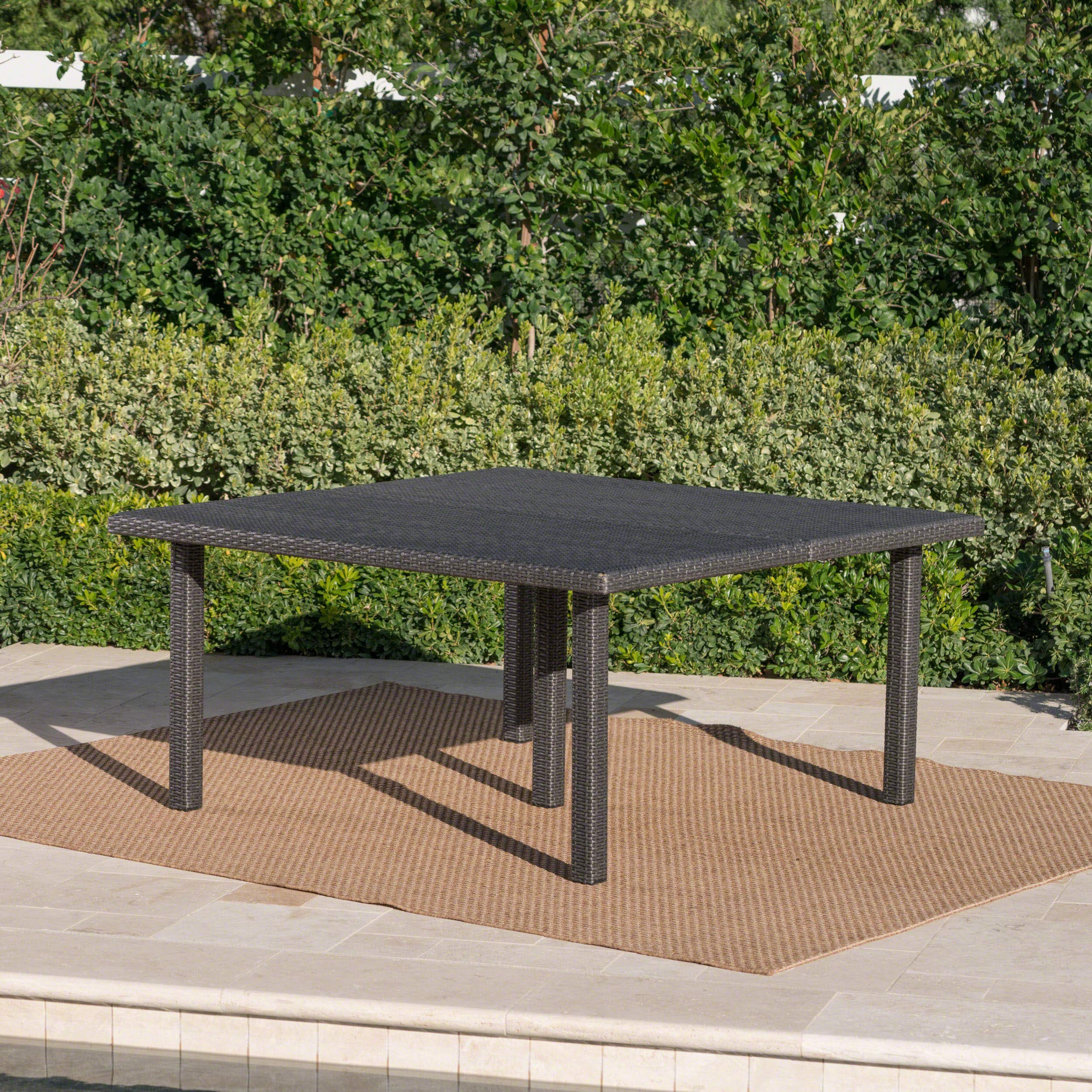Great Deal Furniture Fern Outdoor 64 Inch Grey Wicker Square Dining Table