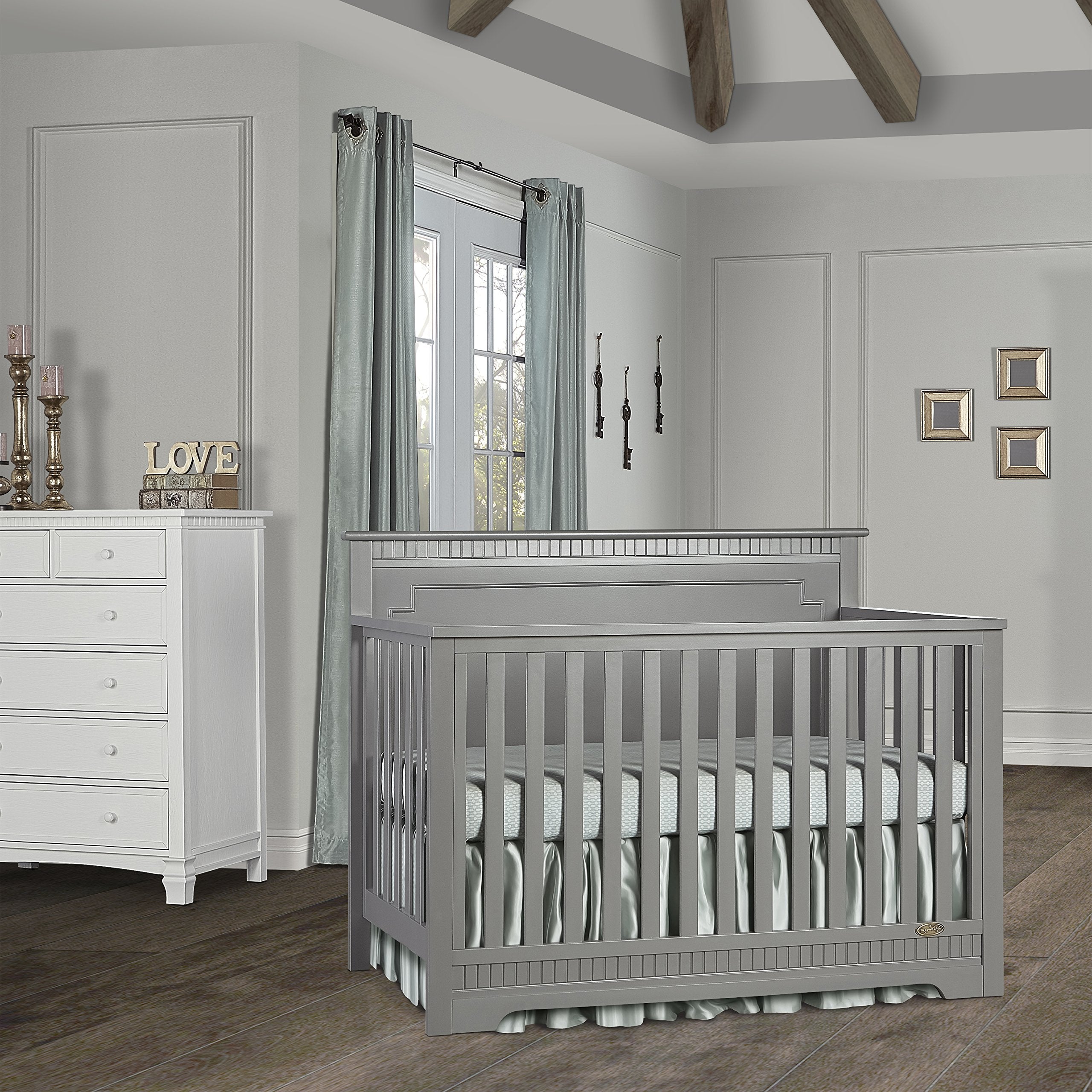 Morgan 5-in-1 Convertible Crib in Storm Grey, Greenguard Gold Certified