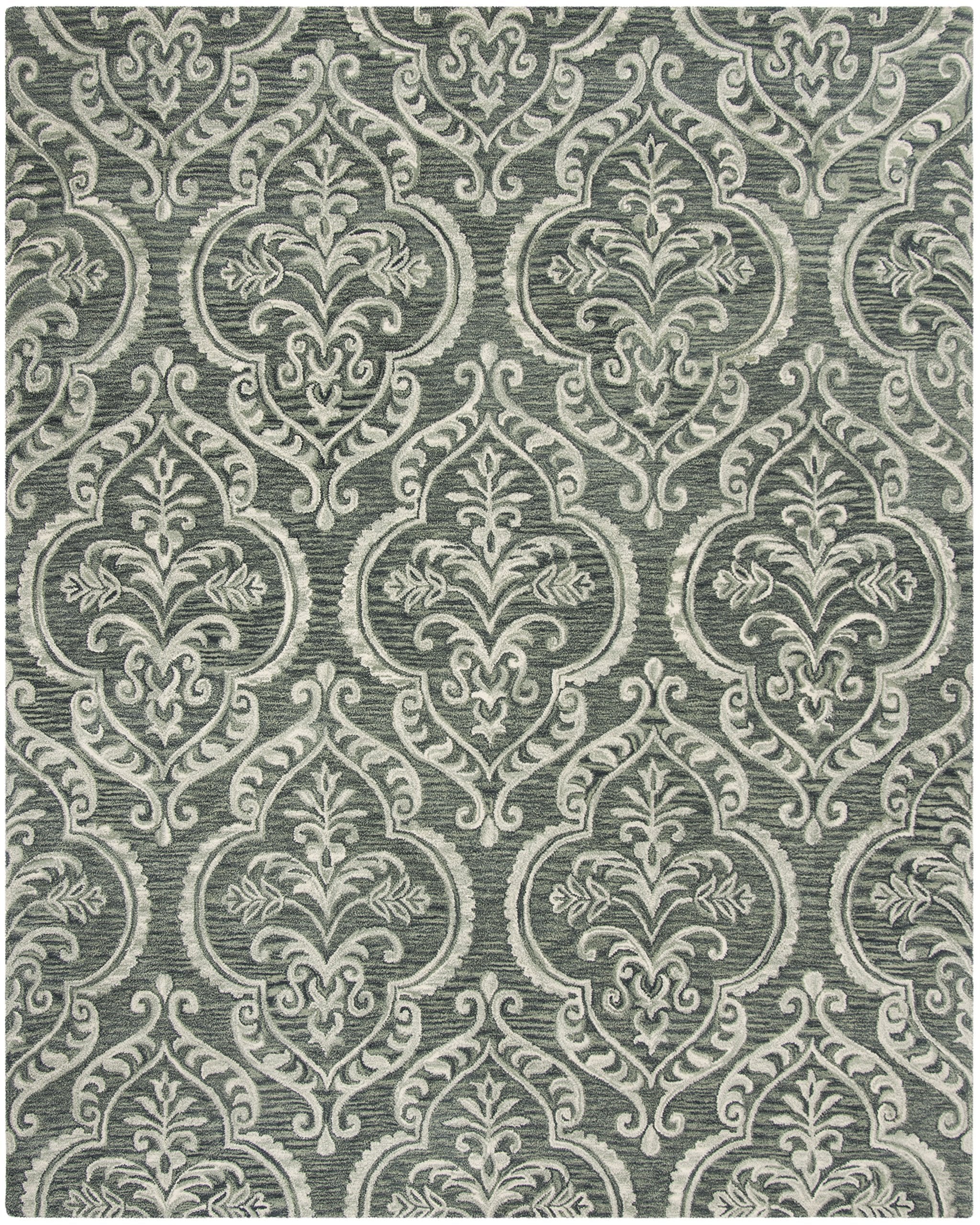Blossom Collection 8' x 10' Blue / Sage BLM603M Handmade Premium Wool Area Rug