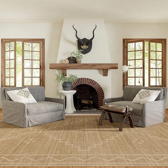 Velma Easy Jute Machine Washable Area Rug, 5x8, Natural