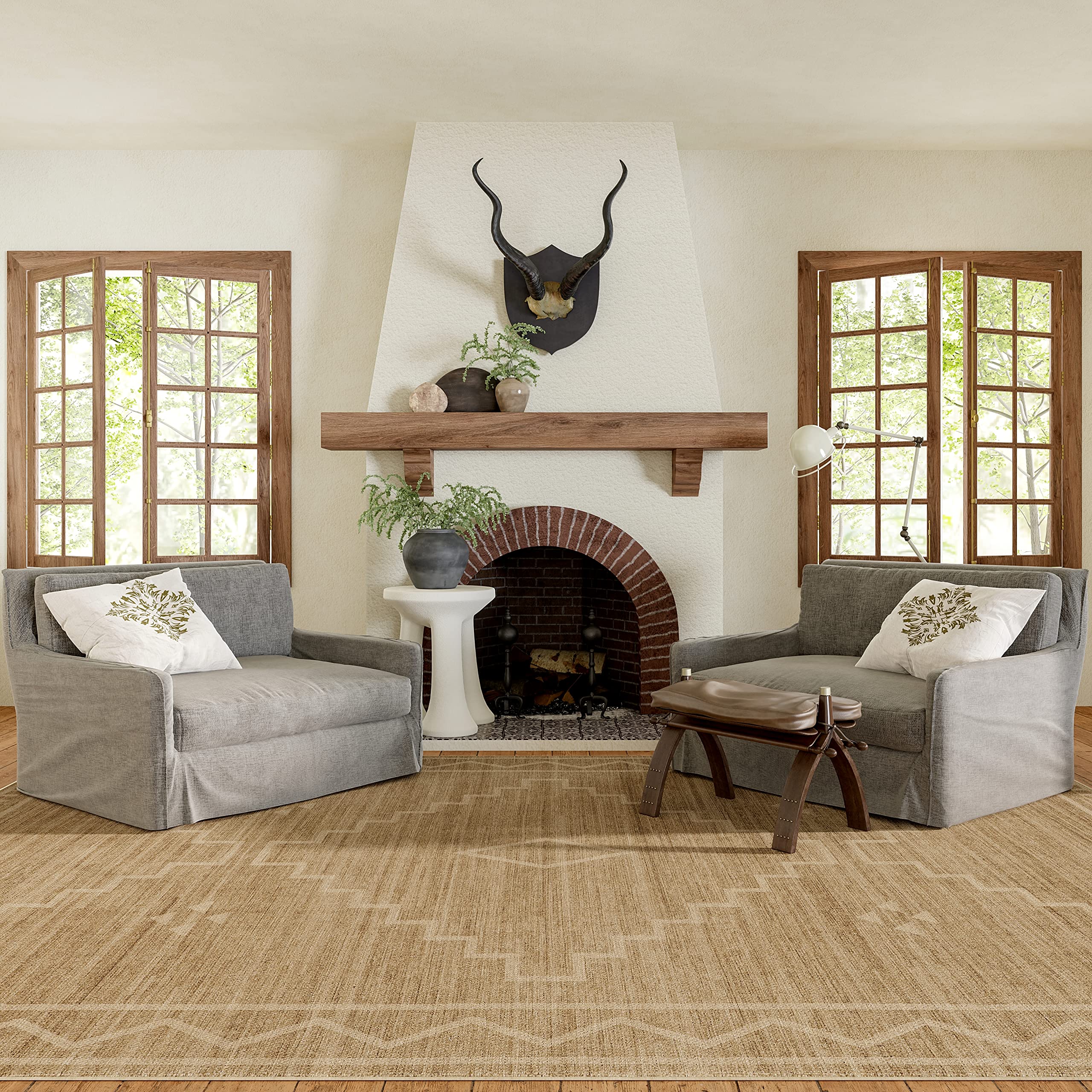 Velma Easy Jute Machine Washable Area Rug, 5x8, Natural