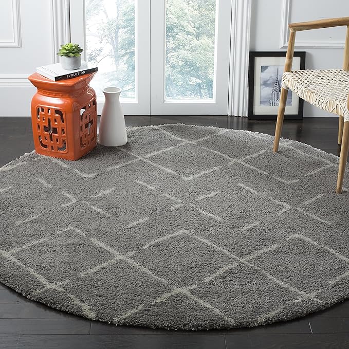 Arizona Shag Collection Area Rug - 6' x 8', Ivory & Beige, Moroccan Design