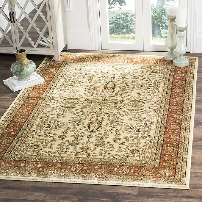 Lyndhurst Collection X-Large Area Rug - 11' x 15', Ivory & Rust
