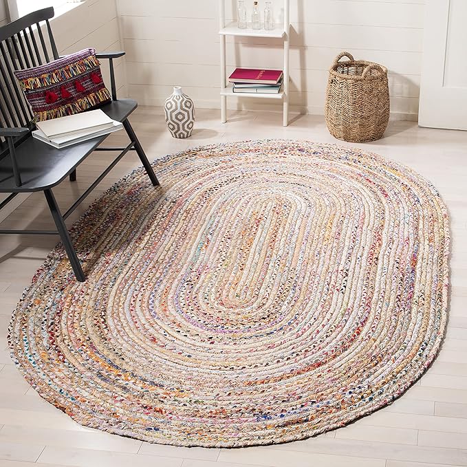 Cape Cod Collection Area Rug - 4' x 6' Oval, Red & Multi