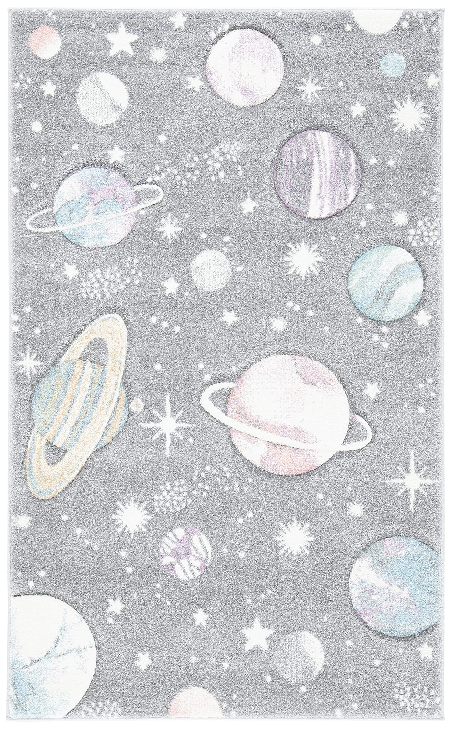 Carousel Kids Collection Accent Rug - 4' x 6', Grey & Lavender