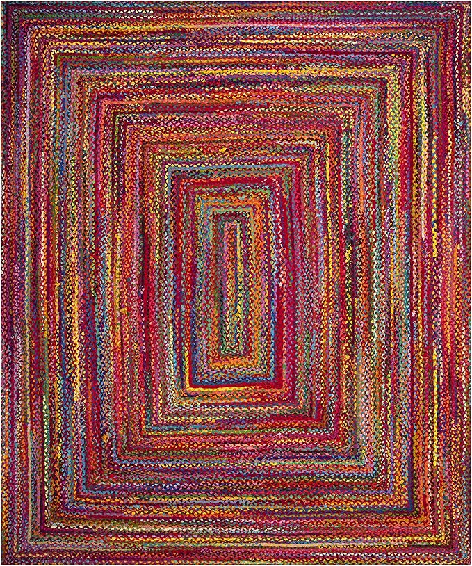 Braided Collection 5' x 8' Oval Red / Multi BRD210A Handmade Boho Reversible