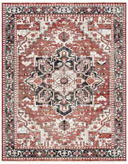 Herat Collection Area Rug - 5'3" x 7'7", Rust & Black, Oriental Medallion Distressed Design