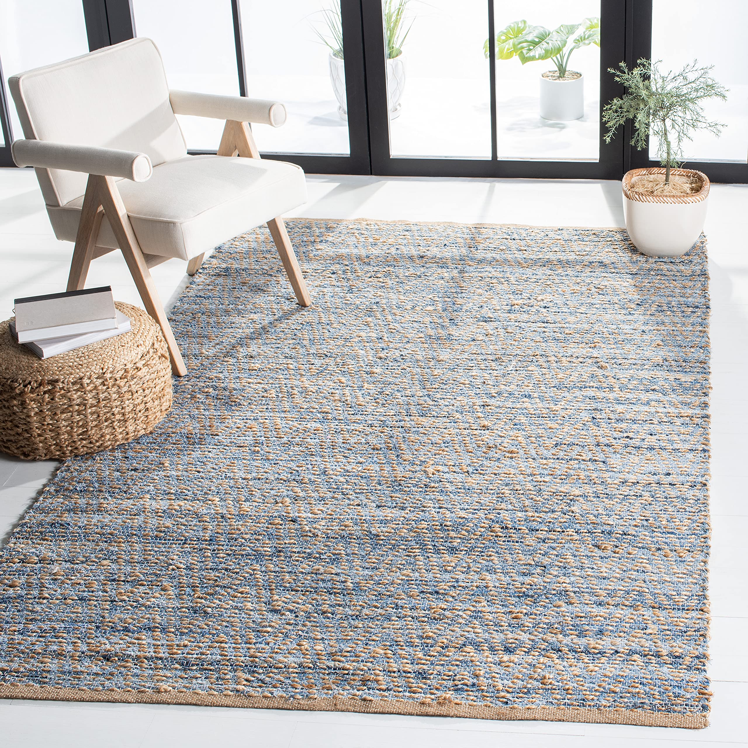 Cape Cod Collection Accent Rug - 3' x 5', Natural & Blue