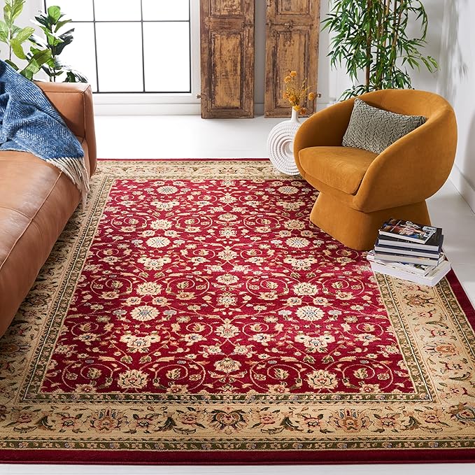 Lyndhurst Collection Area Rug - 8' x 10', Red & Ivory