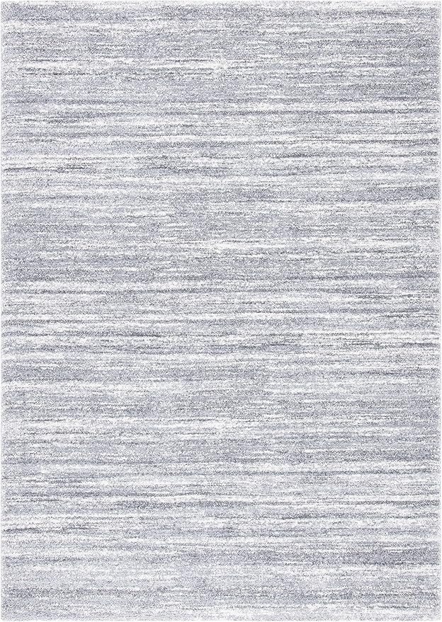 Cyrus Shag Collection Area Rug - 6'7" Round, Grey & Ivory, Modern Abstract Design