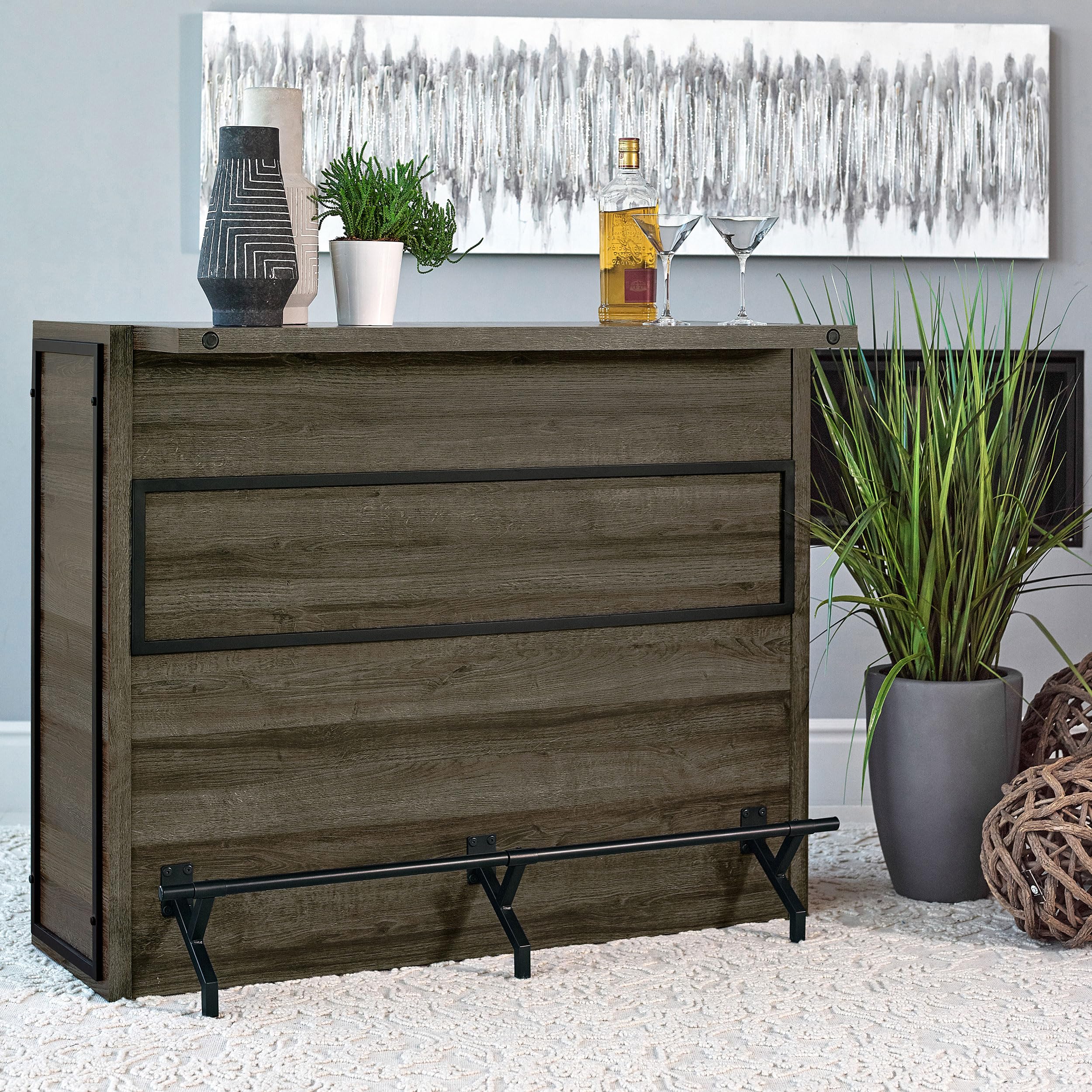 Joe Rustic Farmhouse 5-Shelf Home Bar Unit Wine Liquor