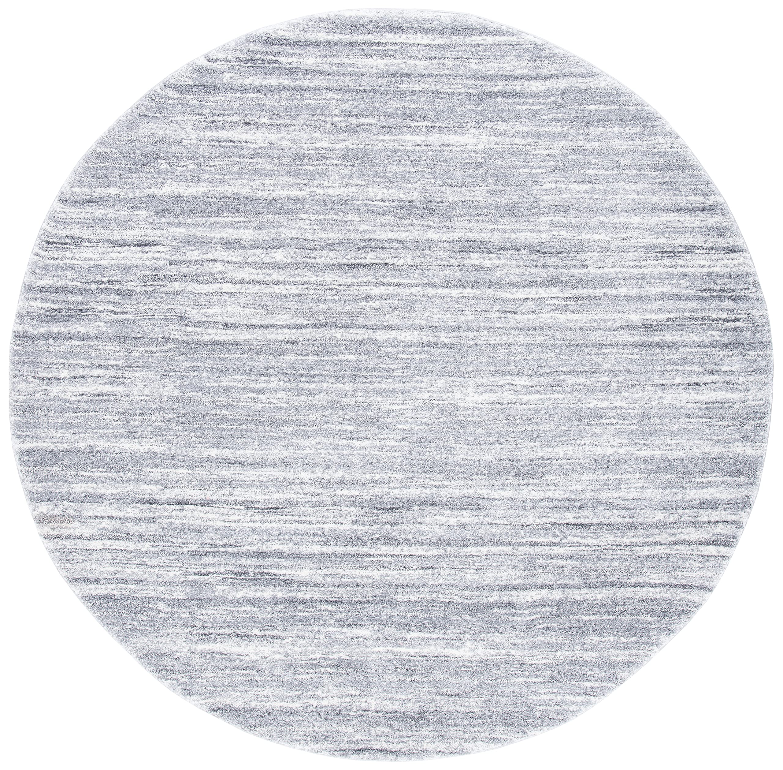 Cyrus Shag Collection Area Rug - 6'7" Round, Grey & Ivory, Modern Abstract Design