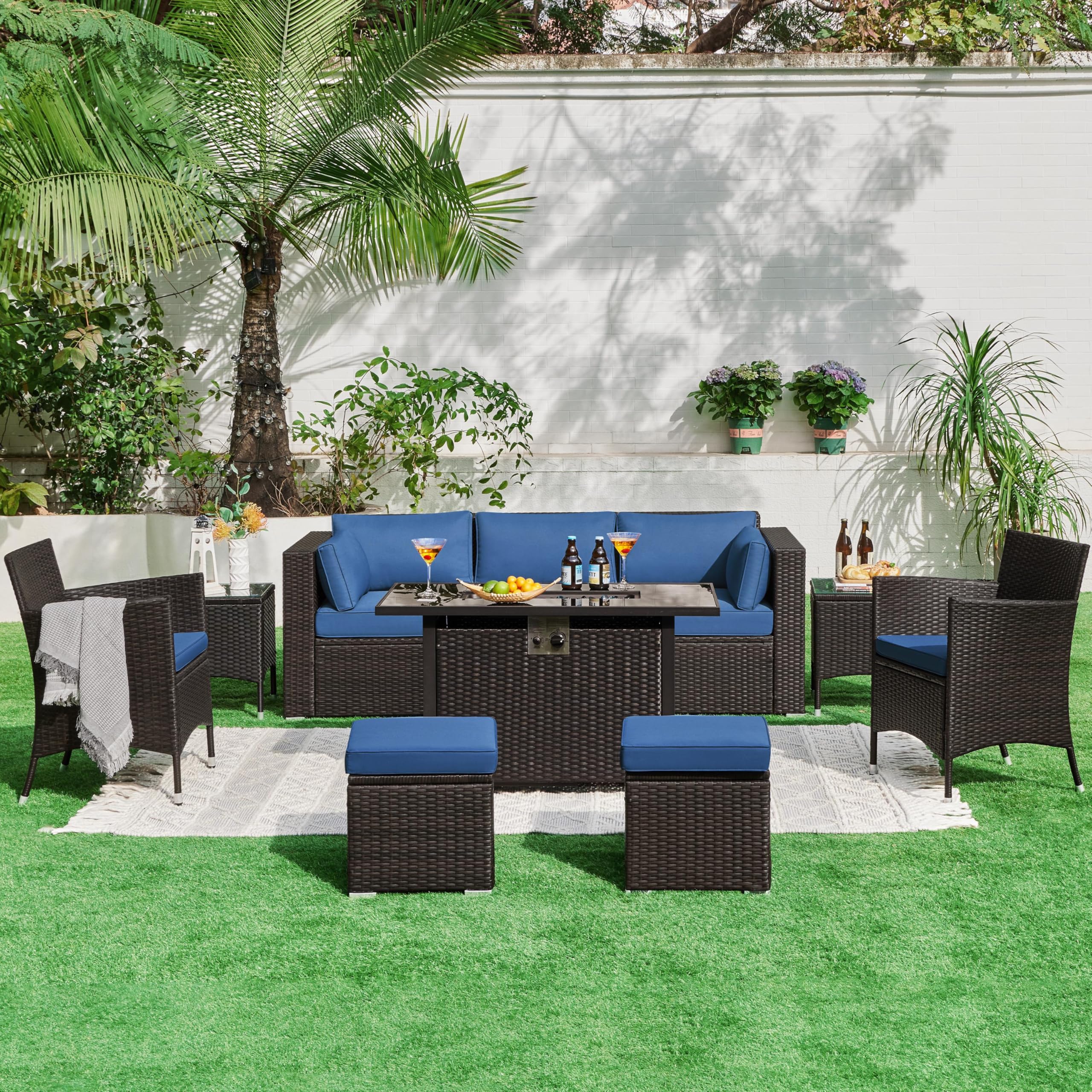 3-Seat Patio Wicker Sofa, Outdoor Rattan Couch