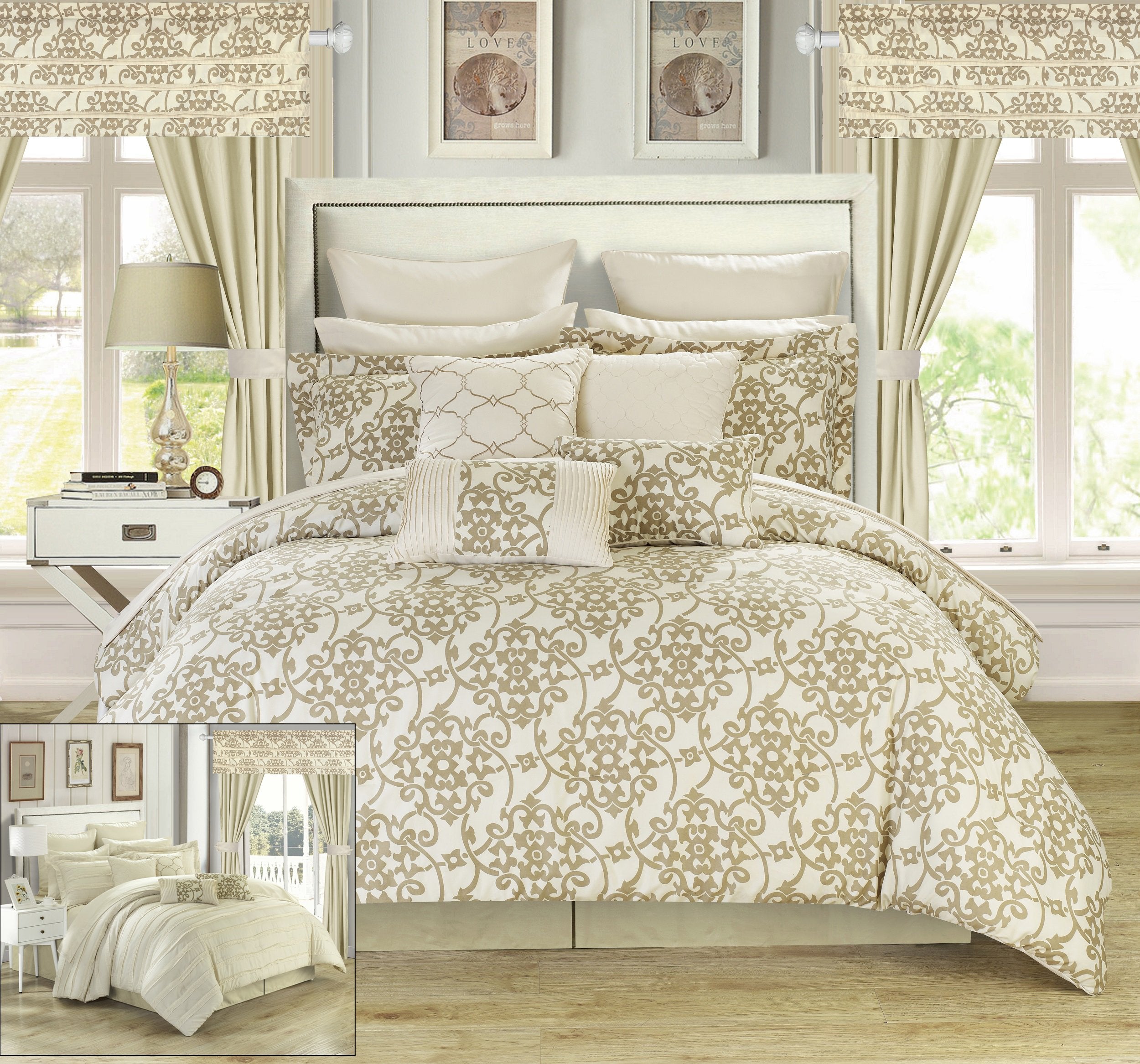 Hailee 24 Piece Comforter Complete Bed in a Bag Sheet Set and Window Treatment