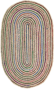 Cape Cod Collection Area Rug - 6' x 9' Oval, Natural & Multi