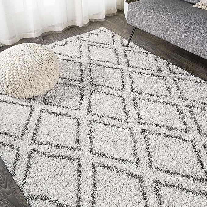 SHG103A-5 Soller Diamond Trellis Shag Indoor Area-Rug, Contemporary