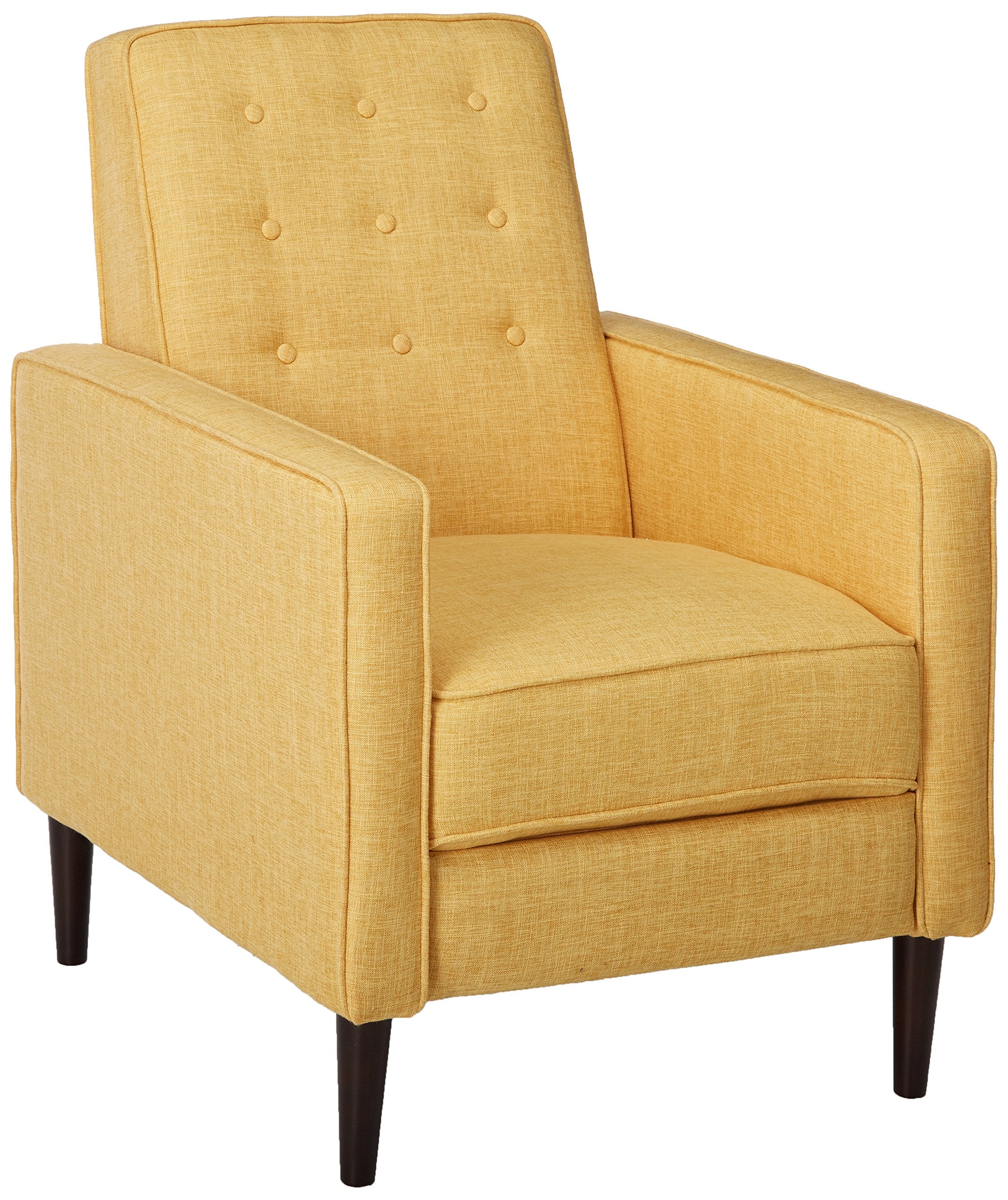 Mason Mid-Century Modern Tuft Back Recliner (Qty of 1, Fabric/Muted Yellow).