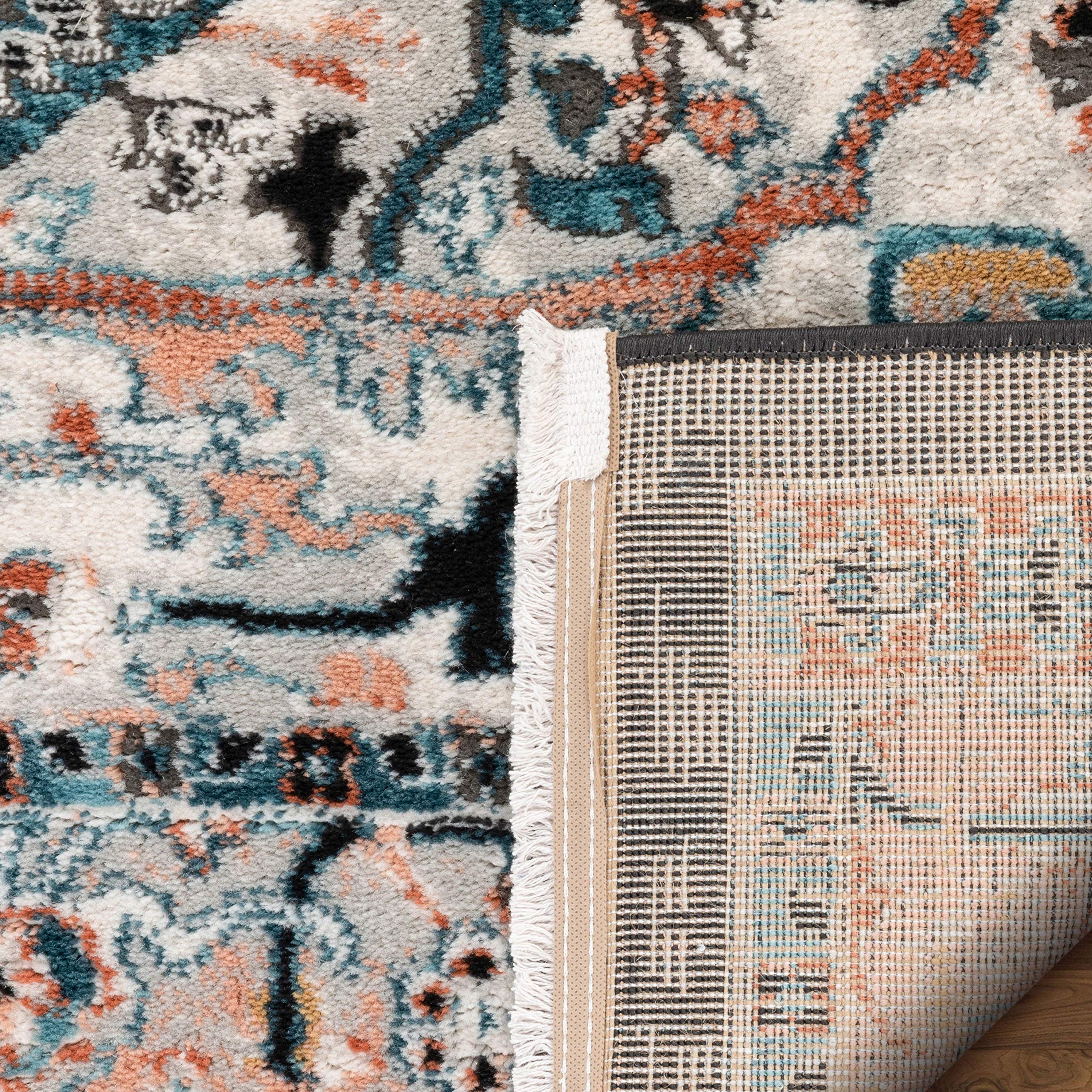 Lycie Multi Black & Pink Vintage Oriental Distressed Medallion Pattern Boho