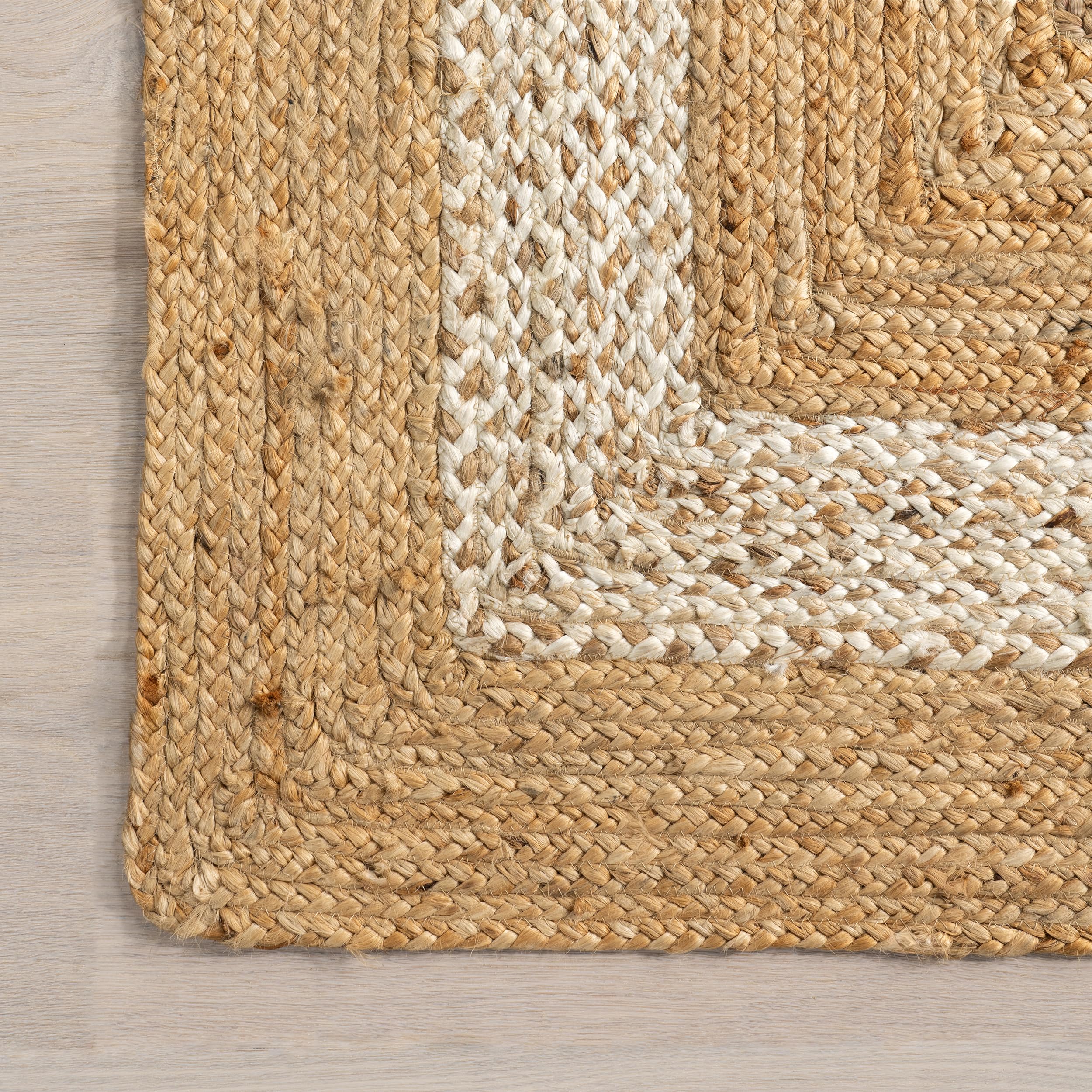 nuLOOM Louisa Jute Bordered Area Rug - 5x8 Farmhouse Natural/Ivory Neutral Dining/Living Room Rug