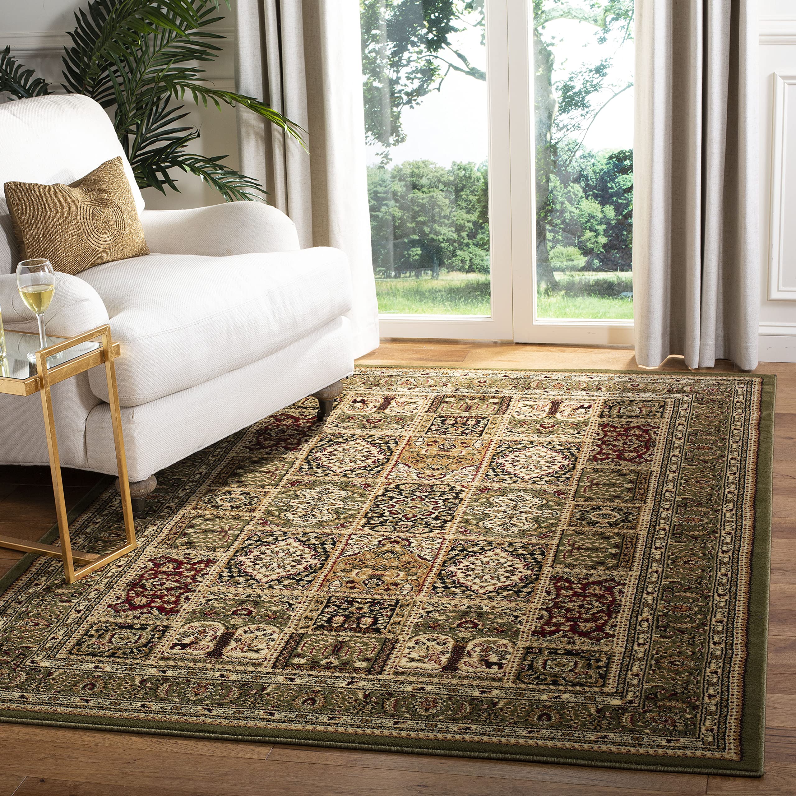 Lyndhurst Collection Area Rug - 5'3" x 7'6", Multi & Green