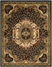 Classic Collection 7'6" x 9'6" Black / Gold CL304A Handmade Traditional Oriental Premium