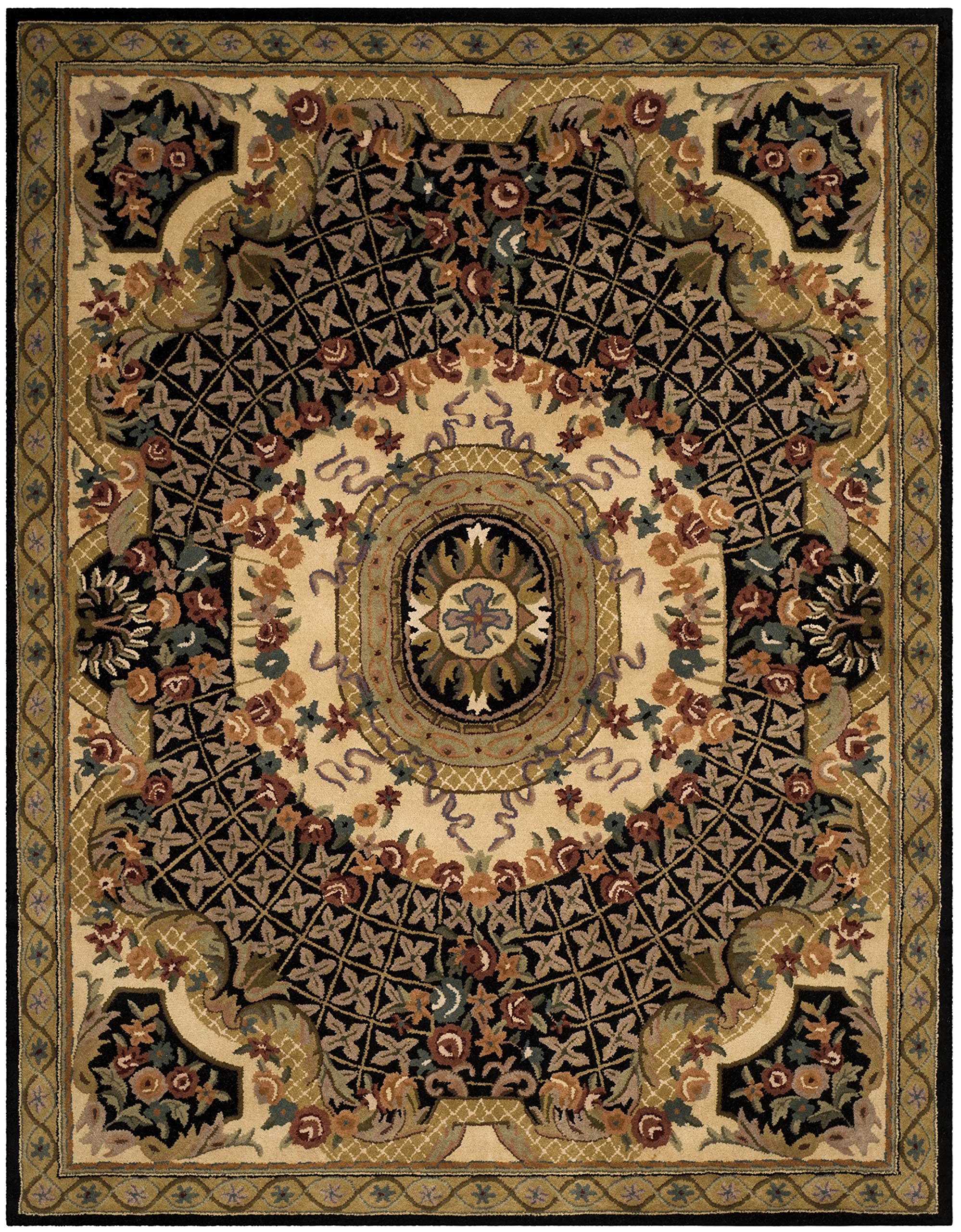 Classic Collection 7'6" x 9'6" Black / Gold CL304A Handmade Traditional Oriental Premium