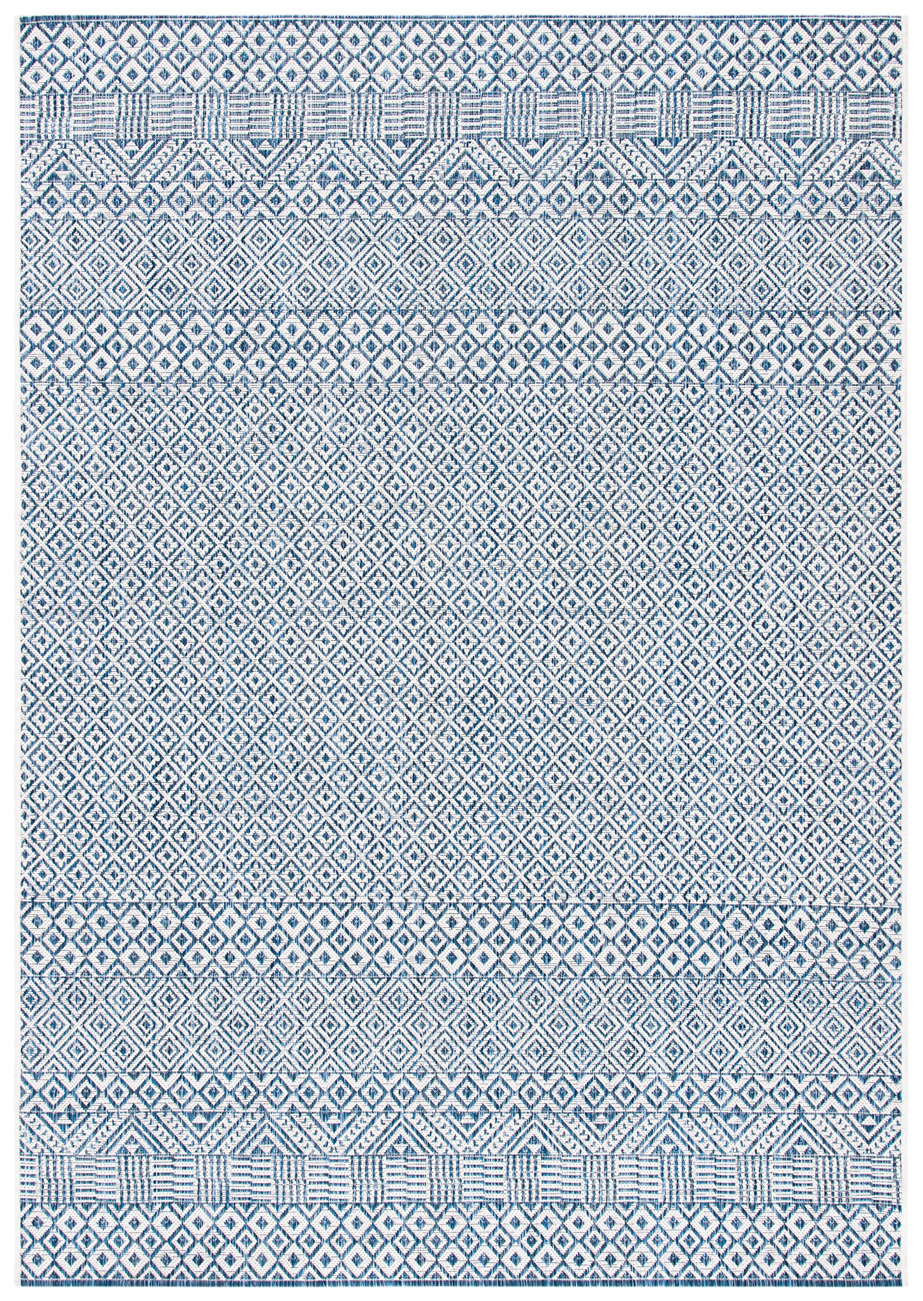 Courtyard Collection Area Rug - 9' x 12', Blue & Navy, Non-Shedding & Easy Care