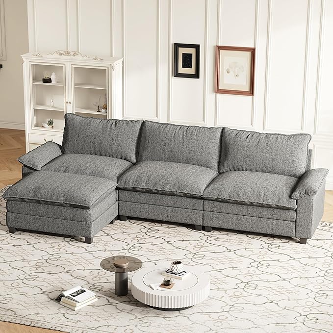 114 Inch Modular Couch Sectionals with Ottoman