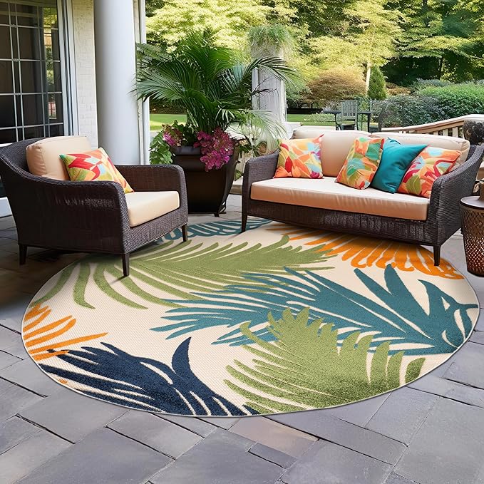Lucca Contemporary Floral Indoor/Outdoor Area Rug 7'10" x 10' Multi