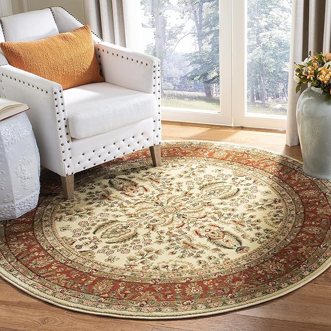 Lyndhurst Collection X-Large Area Rug - 11' x 15', Ivory & Rust